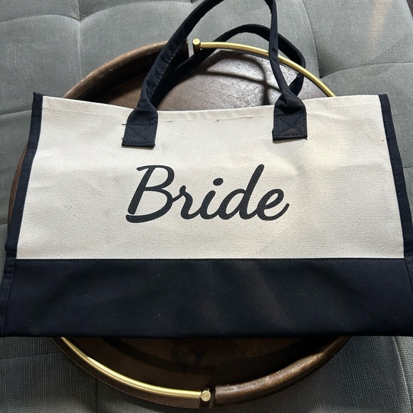 Source Unknown Handbags - Bride Canvas Tote Bag - Black and Cream